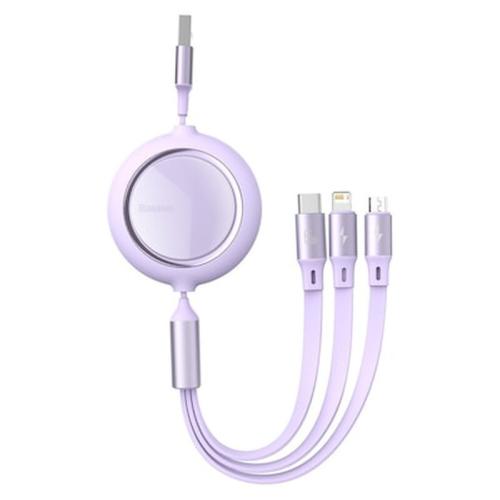 Usb Cable 3in1 Baseus Bright Mirror Usb To Micro Usb Usb-c Lightning 66w 12m Purple Camlc-mj05