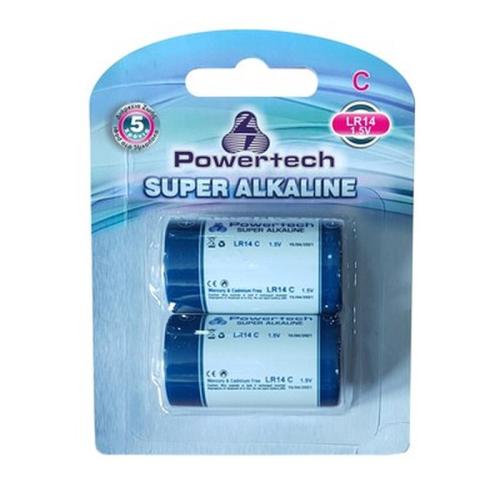Powertech Super Alkaline Battery Lr14, 1.5v, 2pcs
