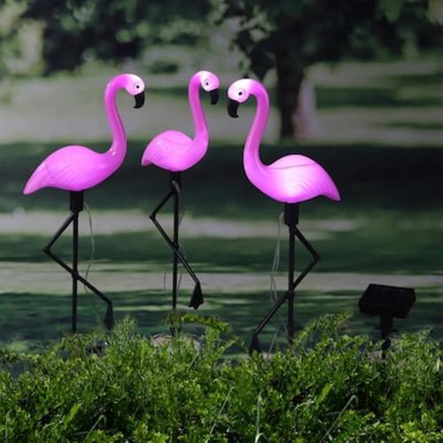 Σετ 3 Τεμαχίων Solar Ροζ Φλαμίνγκο Φωτιστικά Led Εξωτερικού Χώρου Με Πάνελ, Flamingo