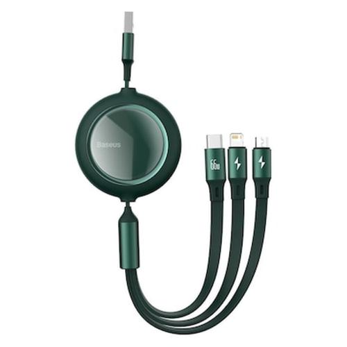 Usb Cable 3in1 Baseus Bright Mirror Usb To Micro Usb Usb-c Lightning 66w 12m Green Camlc-mj06
