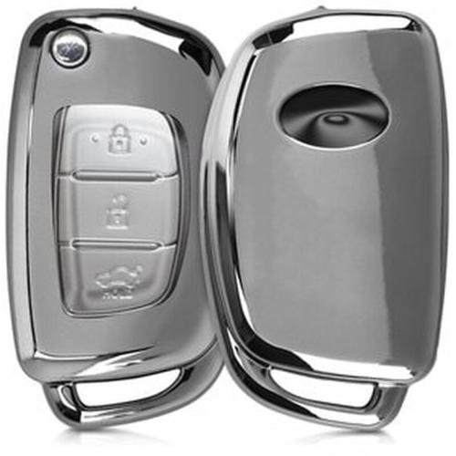 Kw Θήκη Κλειδιού Hyundai - Σιλικόνη - 3 Κουμπιά - Silver High Gloss (46035.94)