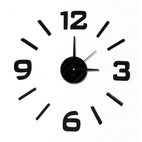 Αυτοκόλλητο Ρολόι Τοίχου Ακρυλικό Μικρό Με Παύλες Και Νούμερα Zydc490 Μαύρο
