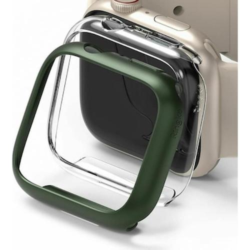 Ringke Θήκη Slim Case - Apple Watch 7 41mm - Clear / Deep Green - 2 Τεμάχια (8809848200236)