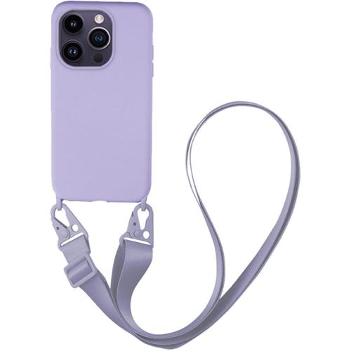 Θήκη Apple iPhone 14 Pro - My Colors CarryHang Liquid Silicone Strap - Λιλά
