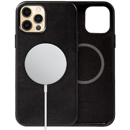 Crong Essential Eco Leather Magnetic - Σκληρή Magsafe Θήκη Apple Iphone 12 Pro Max - Black