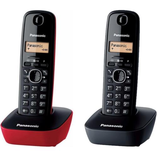 Ασύρματο Τηλέφωνο Panasonic KX-TG1611 Duo - Μαύρο/Κόκκινο