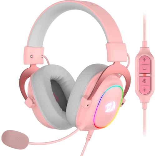 Redragon H510 Zeus-X Gaming Ενσύρματα Ακουστικά USB με RGB Φωτισμό Ροζ
