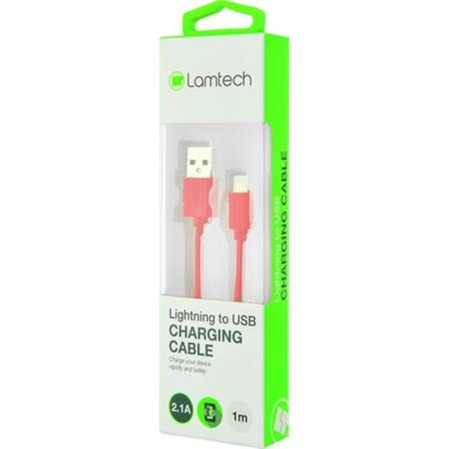 Lamtech Charging Cable Iphone 5/6/7 1m Red Lam445134