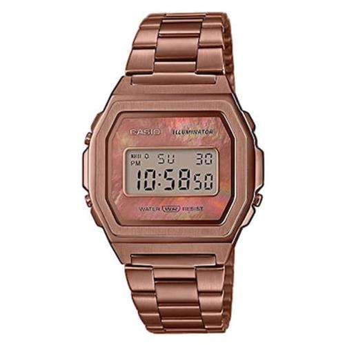 Casio Womens Digital Quartz Watch With Stainless Steel Strap A1000rg-5ef