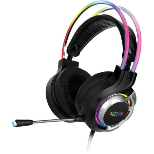 Armaggeddon Atom 9 Gaming Ενσύρματα Ακουστικά 3.5mm/USB με RGB Φωτισμό Μαύρα/Ασημί