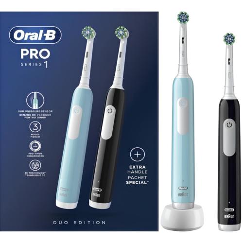 Ηλεκτρική Οδοντόβουρτσα ORAL-B Pro Series 1 Duo Μπλέ Μαύρη 2τμχ