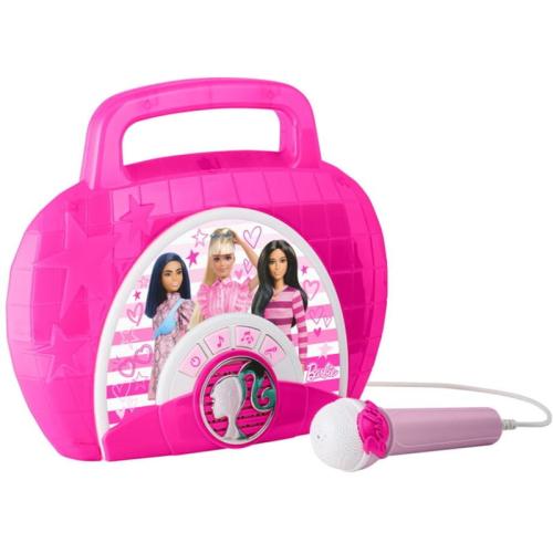 Μουσικό Καραόκε Ekids Barbie Boombox And Ενσύρματο Μικρόφωνο Για Παιδιά Με Ενσωματωμένη Μουσική, Φωτισμό, Sound Effects (be-115) (μωβ/λευκό)