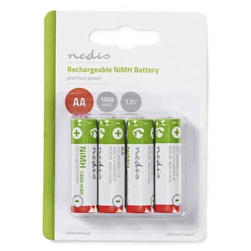Nedis Banm13hr64b Rechargeable Ni-mh Battery Aa, 1.2v, 1300 Mah, 4 Pieces, Blist 233-0142