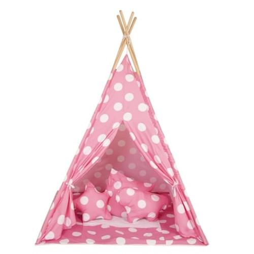 Baby Adventure Παιδική Σκηνή Teepee Pink Dots Br75044 - Δώρο 3 Διακοσμητικά Μαξιλάρια