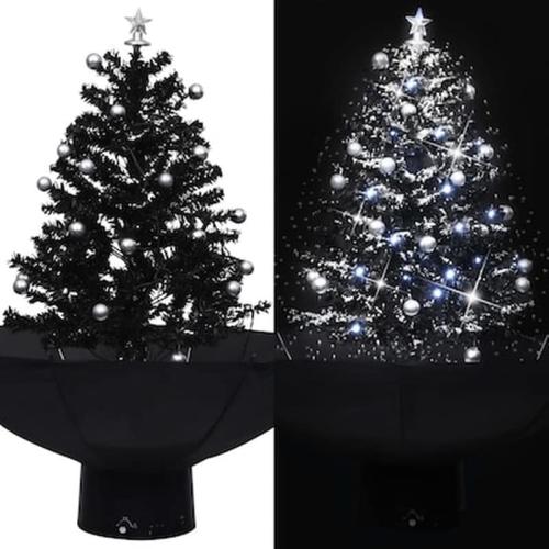 Vidaxl Χριστουγεννιάτικο Δέντρο Που Χιονίζει Μαύρο 75 Εκ. Pvc Με Βάση