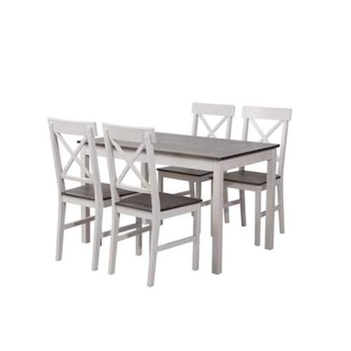 Daily Set Τραπέζι 118x74cm 4 Καρέκλες Άσπρο Dark Oak C58900