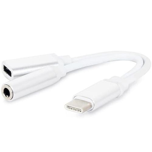 Cablexpert Usb Type-c Plug To Stereo 3.5 Mm Audio Adapter Cable,white Cca-uc3.5f-02-w