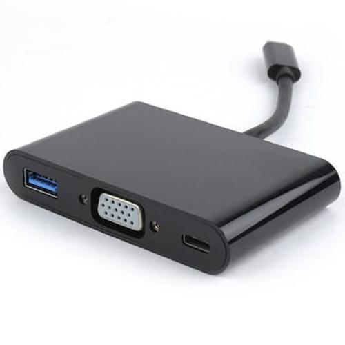 Cablexpert Usb-c To 3-in-1 Charging+vga+usb 3+adapter Black A-cm-vga3in1-01