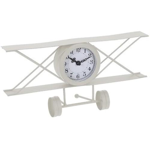 Επιτραπέζιο Αναλογικό Διακοσμητικό Ρολόι Αεροπλάνο Λευκό, 30x8.5x15.5 Cm