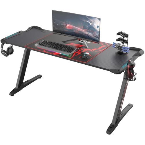 Gaming Desk Eureka Ergonomic ERK-Z60-B με RGB φωτισμό - Μαύρο