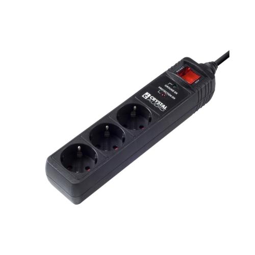 Πολύπριζο Ασφαλείας Crystal Audio CP3-1300-70 3 Θέσεων - Μαύρο