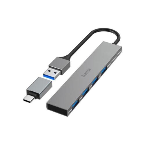 USB Hub Hama 4 Ports Ultraslim USB-A + USB-C