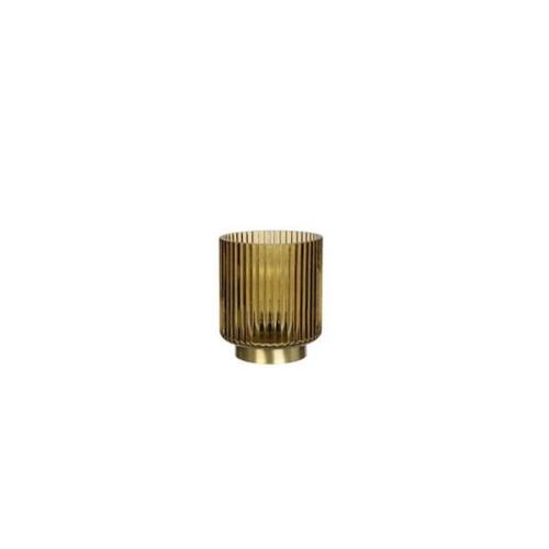 Διακοσμητικό Led Φωτιστικό Τύπου Φανάρι Με Γυάλινο Περίβλημα,, 15x12x12 Cm Χρυσό