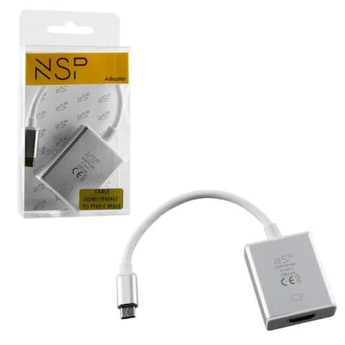 Nsp Adapter Cable Hdmi 1.4 Female To Type C 3.1 Male 4k And Dex Silver