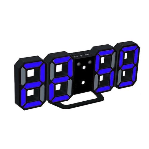 Ψηφιακό Ρολόι 3d 4 Σε 1 Με Led, Ξυπνητήρι Θερμόμετρο Και Ημερολόγιο Σε Μπλε Χρώμα, 23.3x2x9 Cm