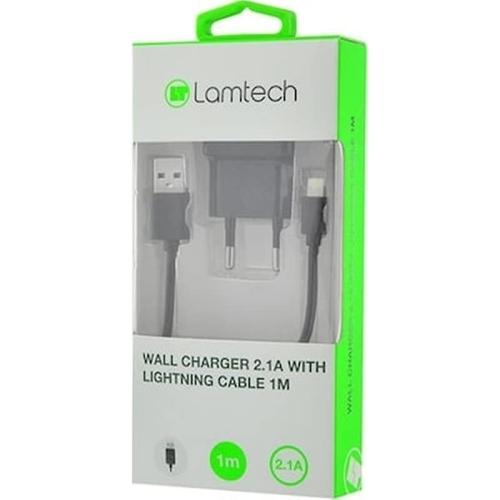 Lamtech Wall Charger 2.1a With Lightning 1m Lam020151 Black