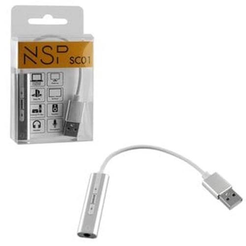 Nsp Sound Card Sc01 Usb To Jack 3.5mm Female For Mac/ps4 Silver