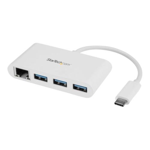 Usb Hub Startech.com 3 Port Usb 3.0 Hub Plus Gigabit Ethernet - Usb-c - White