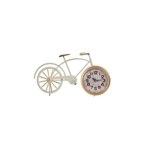 Διακοσμητικό Μεταλλικό Vintage Ρολόι Σε Σχήμα Ποδηλάτου, 31.5x6.5x18 Cm Μπεζ