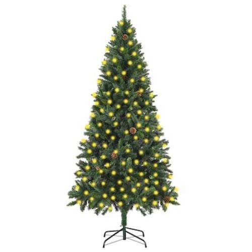 Vidaxl Χριστουγεννιάτικο Δέντρο Τεχνητό 210 Εκ Με Led Και Κουκουνάρια