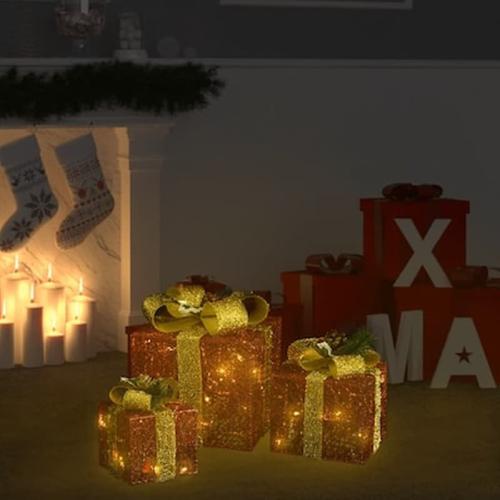 Vidaxl Κουτιά Δώρων Χριστουγεννιάτικα Εξωτ./εσωτ. Χώρου 3 Τεμ. Κόκκινα