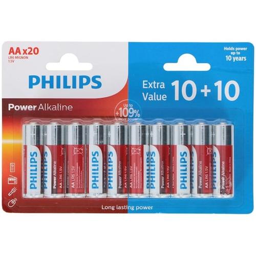 Philips Αλκαλικές Μπαταρίες 20 Τεμαχίων, Lr6/aa, Power Alkaline Lr6p20bp10