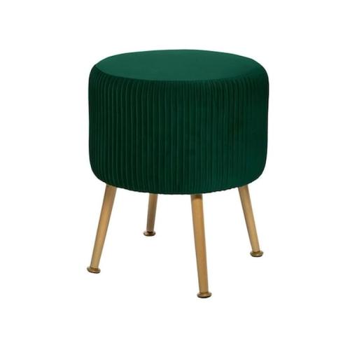 Σκαμπό Σαλονιού Με Ξύλινα Πόδια Και Βελούδινο Πράσινο Κάθισμα, 35x41.6 Cm