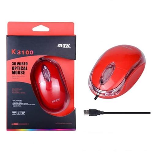 Ενσύρματο Ποντίκι Mtk K3100 - Κόκκινο / Διάφανο