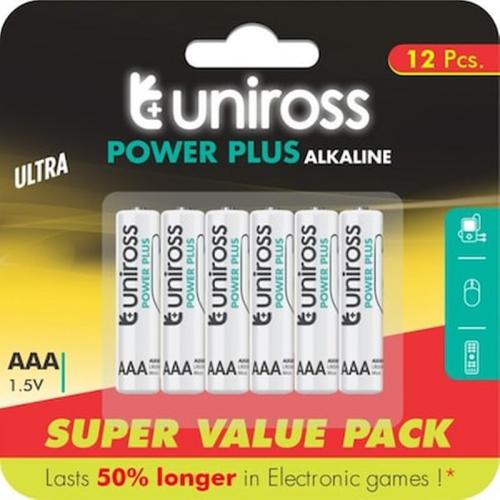 Uniross Power Plus Αλκαλική Μπαταρία Aaa - Lr03 12τμχ