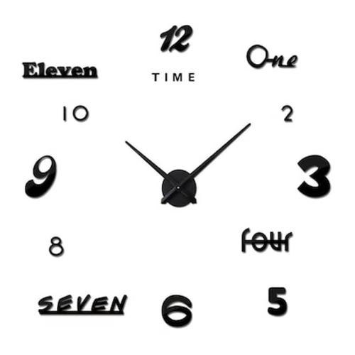 Αυτοκόλλητο Ρολόι Τοίχου Ακρυλικό Με Γράμματα Και Αριθμούς Lc6014 Μαύρο