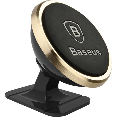 Baseus Mini Strong Suction 360 Degree Rotation Magnetic Car Mount Holder For Mobile Phones Gold