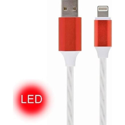 Cablexpert Usb 8-pin Charge And Data Cable With Led Light Fx 1m Red