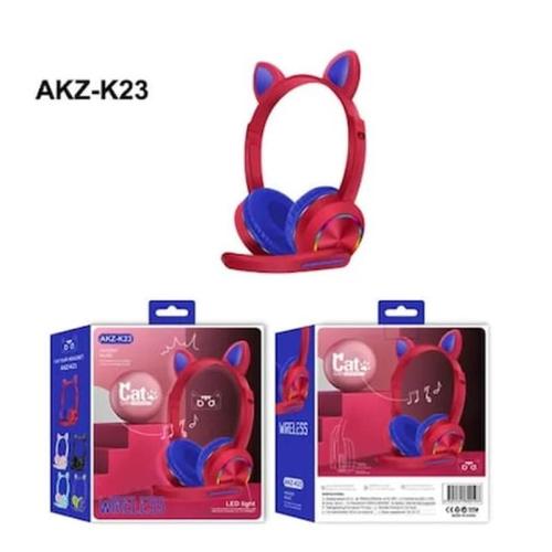 Akz-k23 Cat Ear Headset Wireless Led Light Red Blue