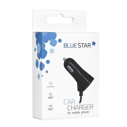 Car Charger With Micro Usb Data Cable + Usb Socket 3a Blue Star