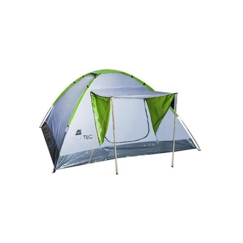 Σκηνή Camping 2-4 Ατόμων Με Extra Σκιαστρο Πόρτας, Σε Ασημί-πράσινο Χρώμα, Montana, 200x200x110cm