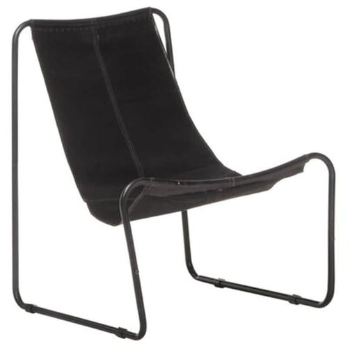 Vidaxl Καρέκλα Relax Μαύρη Από Γνήσιο Δέρμα
