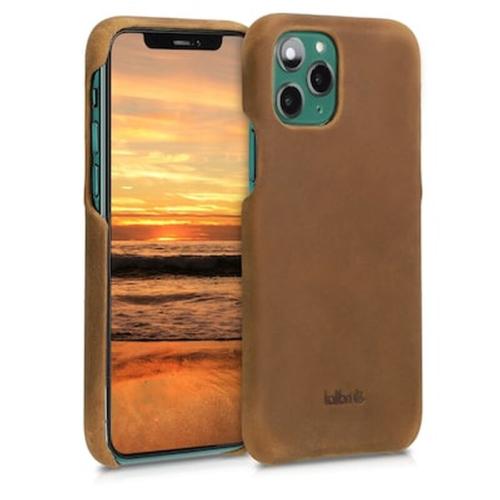 Kalibri Σκληρή Δερμάτινη Θήκη Iphone 11 Pro - Smooth Genuine Leather Hard Case - Light Brown