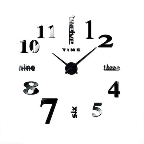 Αυτοκόλλητο Ρολόι Τοίχου Black Diy Creative Fashion Watch Silent Wall Stickers Μεγάλο