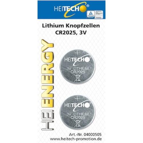 Heitech Lithium Battery 2/pack Cr2025 150mah 3v Hei000505
