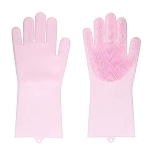 Γάντια Καθαρισμού Με Ίνες Σιλικόνης Χρώματος Ροζ Hoppline Hop1000974-2